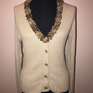 MCNY made in New York beige ribbed sweater size S